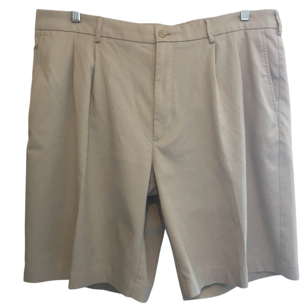 PGA Tour Pro Tour Size 38 Elastic Waist Pleated Beige Golf Shorts